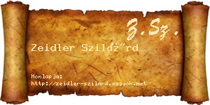 Zeidler Szilárd névjegykártya